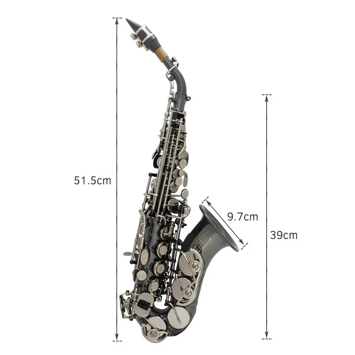 Bb Soprano Saxophone Sax Brass Material Black Nickel Plated