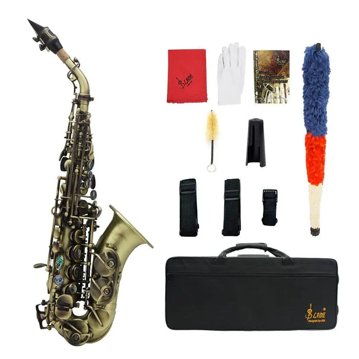 Bb Soprano Saxophone Sax Brass Material Black Nickel Plated