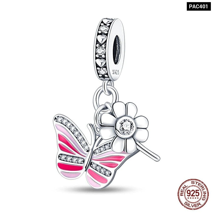 Spring Lucky Four Leaf Clover Series 925 Sterling Silver Charms Beads Fit Pandora 925 Original Bracelet DIY Jewelry