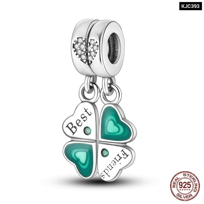 Spring Lucky Four Leaf Clover Series 925 Sterling Silver Charms Beads Fit Pandora 925 Original Bracelet DIY Jewelry