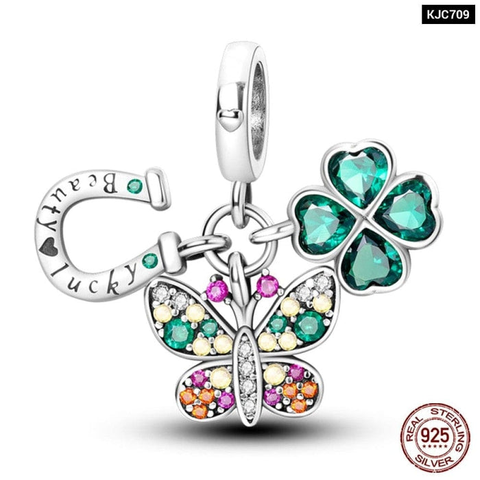 Spring Lucky Four Leaf Clover Series 925 Sterling Silver Charms Beads Fit Pandora 925 Original Bracelet DIY Jewelry