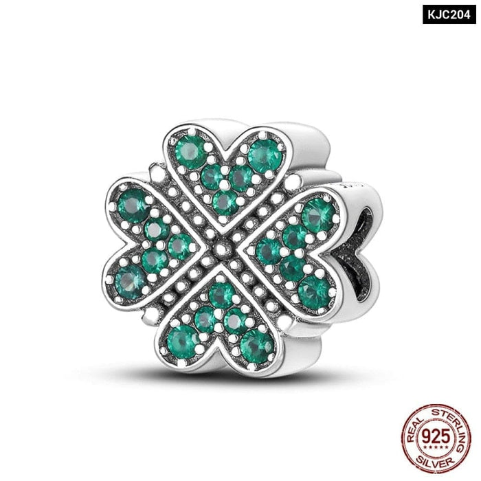 Spring Lucky Four Leaf Clover Series 925 Sterling Silver Charms Beads Fit Pandora 925 Original Bracelet DIY Jewelry