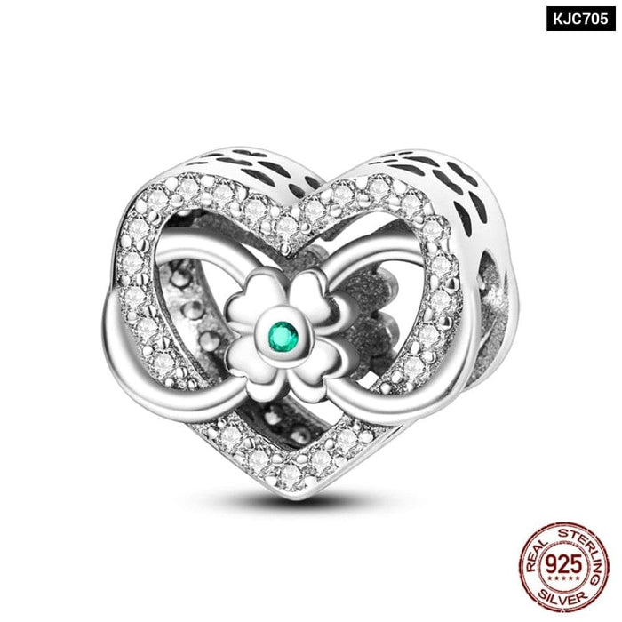 Spring Lucky Four Leaf Clover Series 925 Sterling Silver Charms Beads Fit Pandora 925 Original Bracelet DIY Jewelry