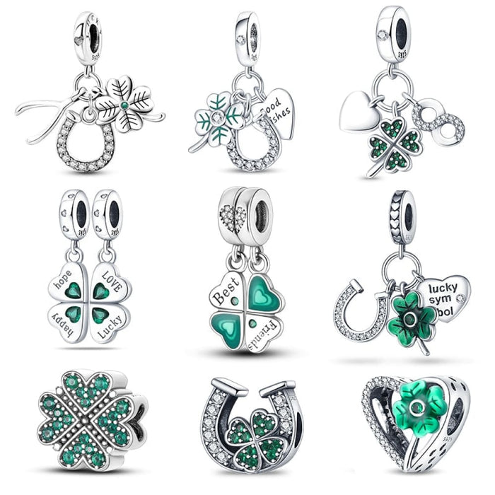 Spring Lucky Four Leaf Clover Series 925 Sterling Silver Charms Beads Fit Pandora 925 Original Bracelet DIY Jewelry