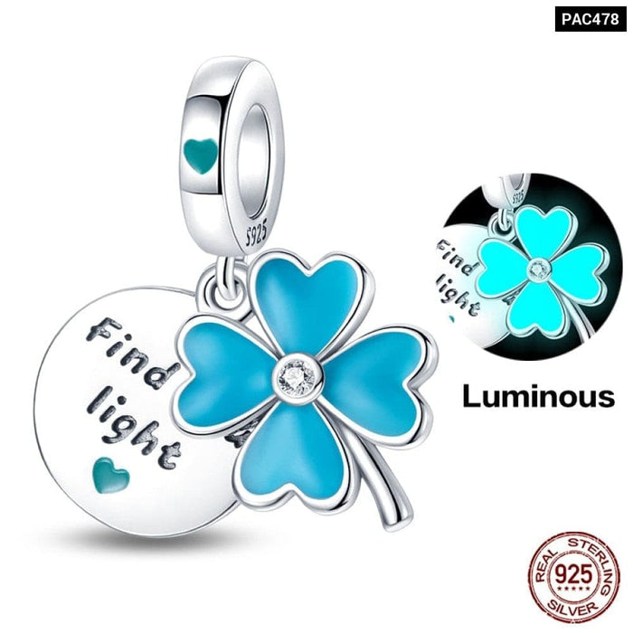 Spring Lucky Four Leaf Clover Series 925 Sterling Silver Charms Beads Fit Pandora 925 Original Bracelet DIY Jewelry