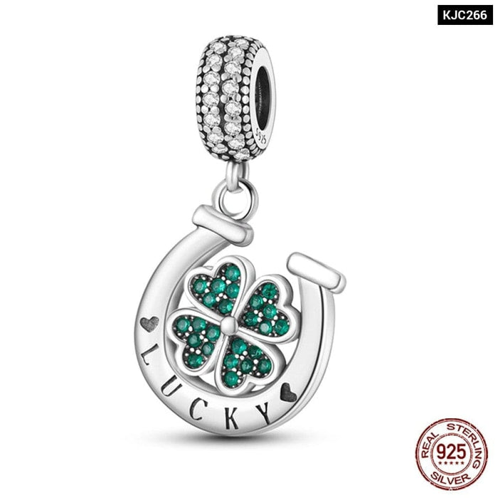 Spring Lucky Four Leaf Clover Series 925 Sterling Silver Charms Beads Fit Pandora 925 Original Bracelet DIY Jewelry