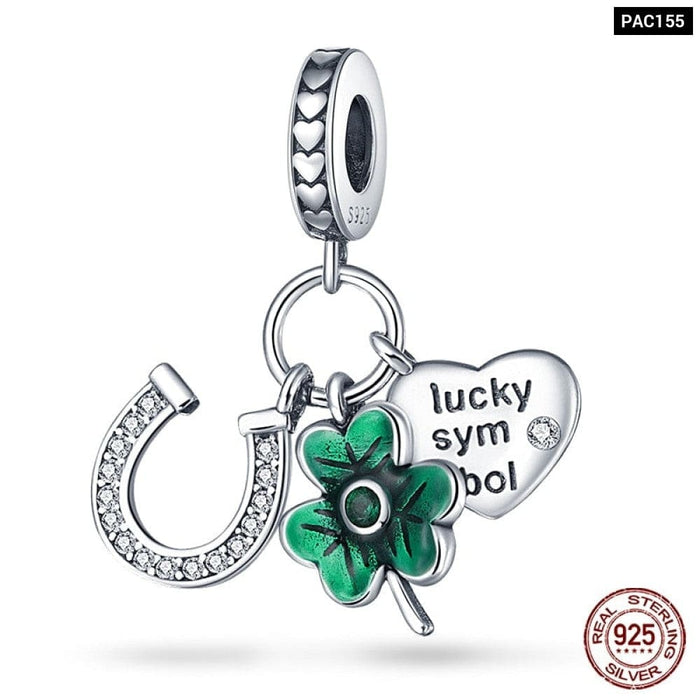 Spring Lucky Four Leaf Clover Series 925 Sterling Silver Charms Beads Fit Pandora 925 Original Bracelet DIY Jewelry