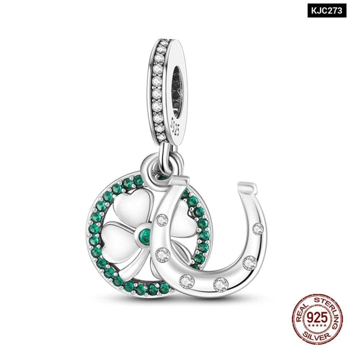 Spring Lucky Four Leaf Clover Series 925 Sterling Silver Charms Beads Fit Pandora 925 Original Bracelet DIY Jewelry