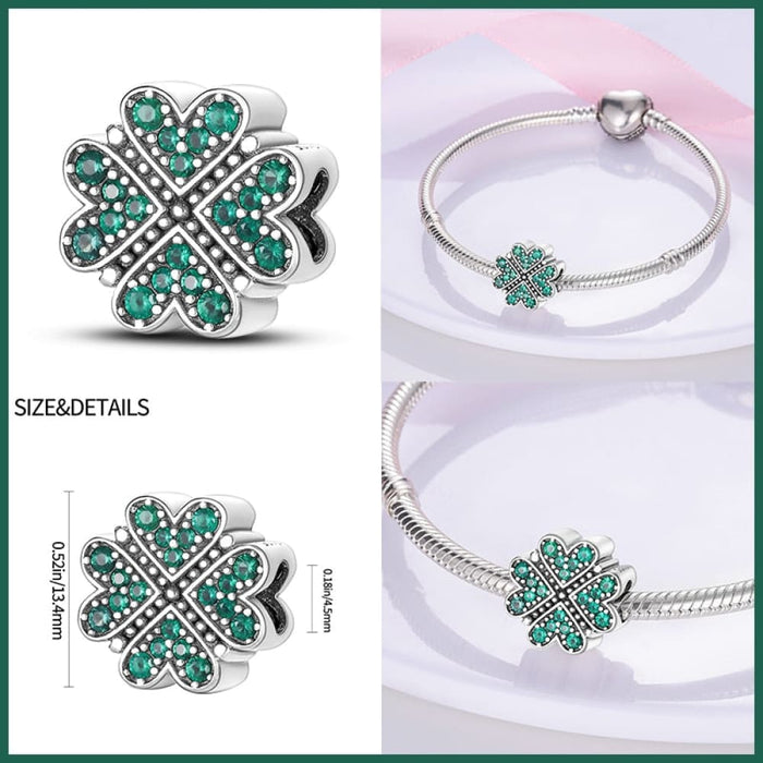 Spring Lucky Four Leaf Clover Series 925 Sterling Silver Charms Beads Fit Pandora 925 Original Bracelet DIY Jewelry