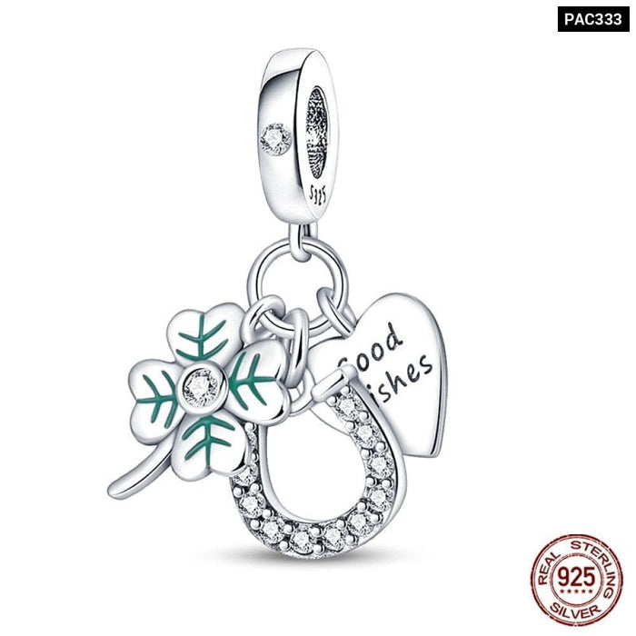 Spring Lucky Four Leaf Clover Series 925 Sterling Silver Charms Beads Fit Pandora 925 Original Bracelet DIY Jewelry