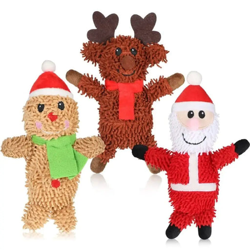 Squeaky Christmas Plush Stuffed Santa Reindeer Gingerbread