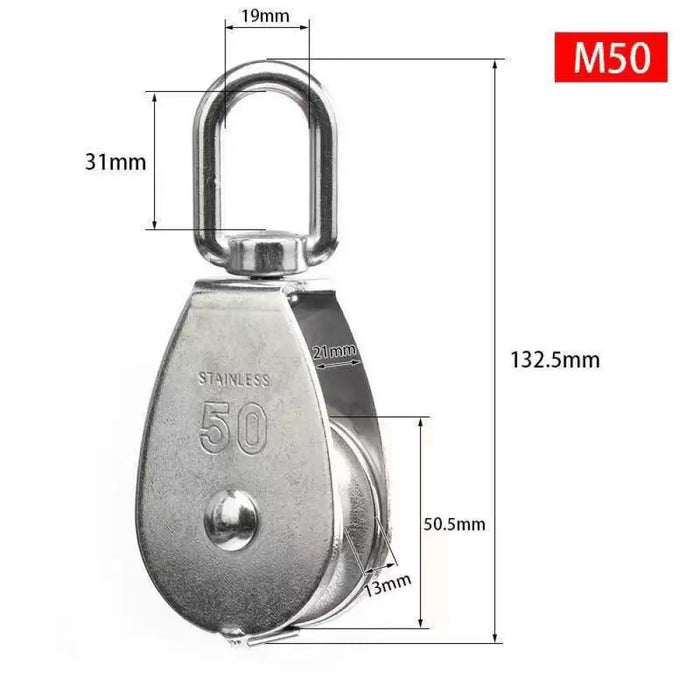 Ss304 Stainless Steel Pulley M15 20 25 32 50 75 Swivel