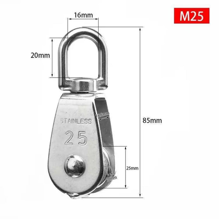 Ss304 Stainless Steel Pulley M15 20 25 32 50 75 Swivel