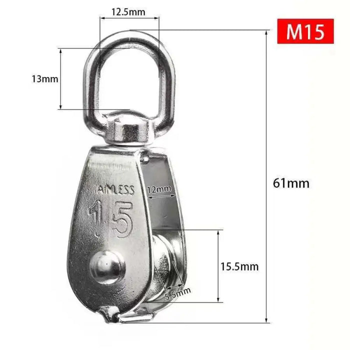 Ss304 Stainless Steel Pulley M15 20 25 32 50 75 Swivel