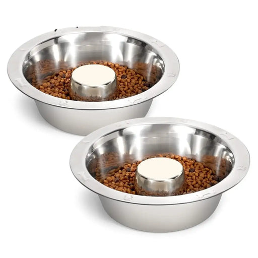 Stainless Steel Anti-gulping Slow Feeding Pet Feeder Dog