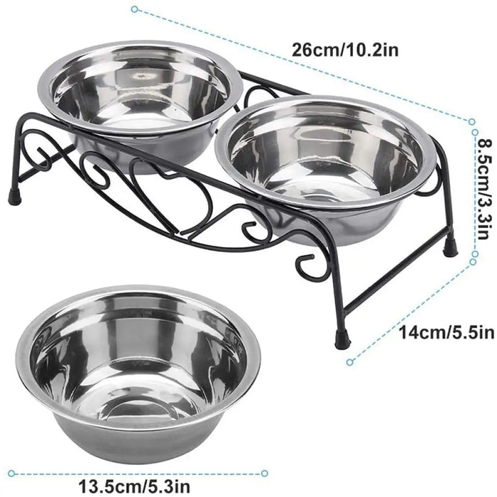 Stainless Steel Anti-skidelevated Pet Feeder Double Dog