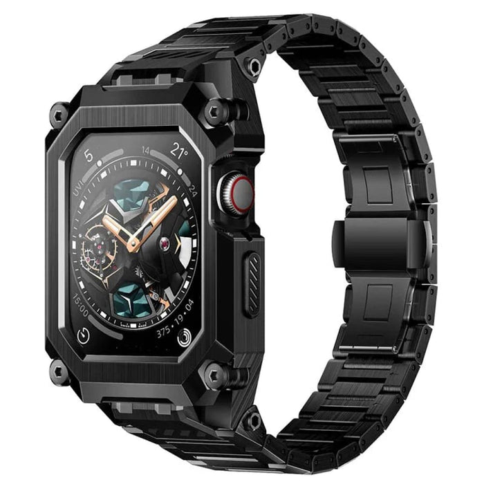 Stainless Steel Metal Rugged Protective Case With Strap Band For Apple Watch 9/8/7/6/5/4/SE2/SE