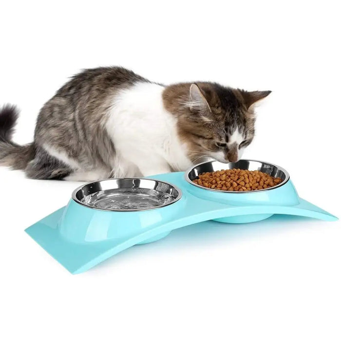 Stainless Steel Removable Food Water Double Pet Bowls