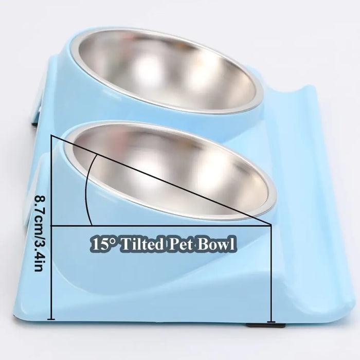 Stainless Steel Non-slip Double Dog Bowl With Raised Stand