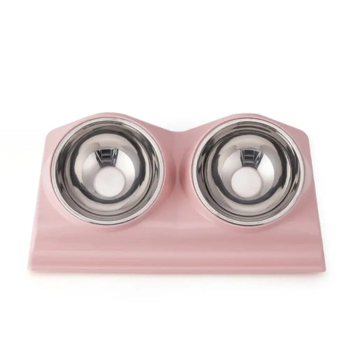 Stainless Steel Non-slip Double Dog Bowl With Raised Stand