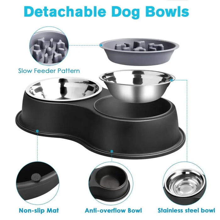 Stainless Steel Non-slip Pet Water Food Dishes Feeder Bowls