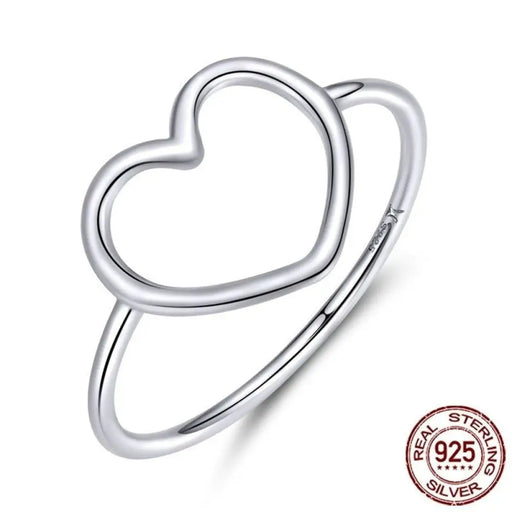 Sterling Silver 925 Simple Minimalist Heart Finger Rings For