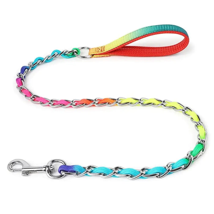 Sturdy Stainless Steel Metal Chain Dog Collar Lead Set For