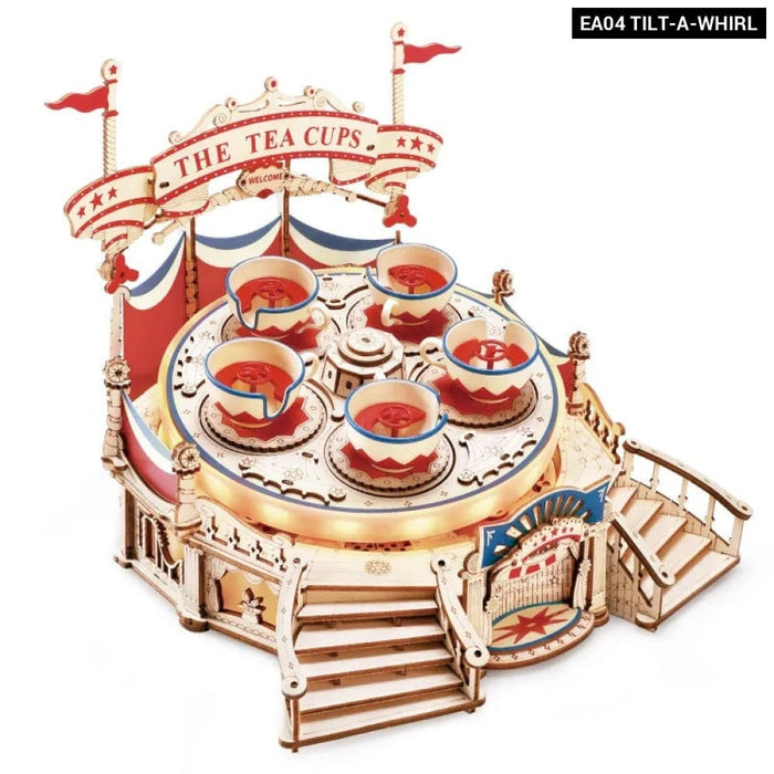 Tilt-A-Whirl The Tea Cup Amusement Park Series Building Toy For Kids Children 3D Wooden Puzzle