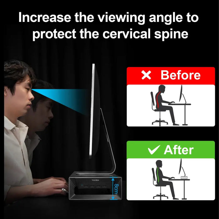 Trapezoid Monitor Stand Riser With Usb3.0 Hub Support Data