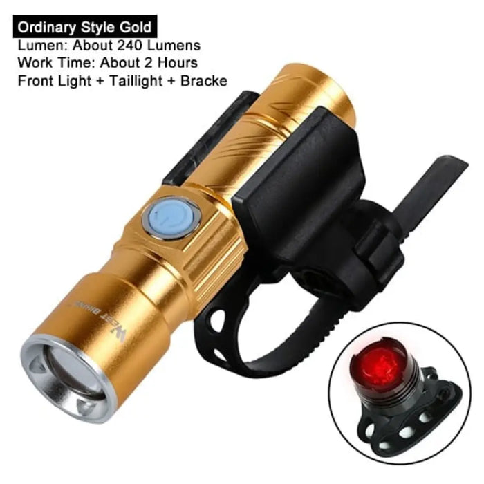 Ultra-bright Zoomable 240 Lumen Usb Rechargeable Bicycle