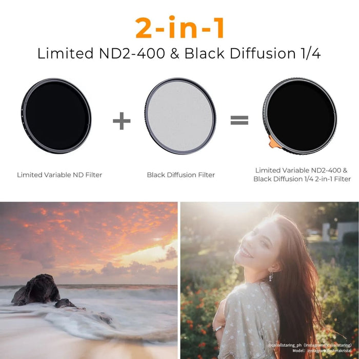 Variable Nd2-400&1 4 Black Mist Diffusion 2in1 Camera Lens