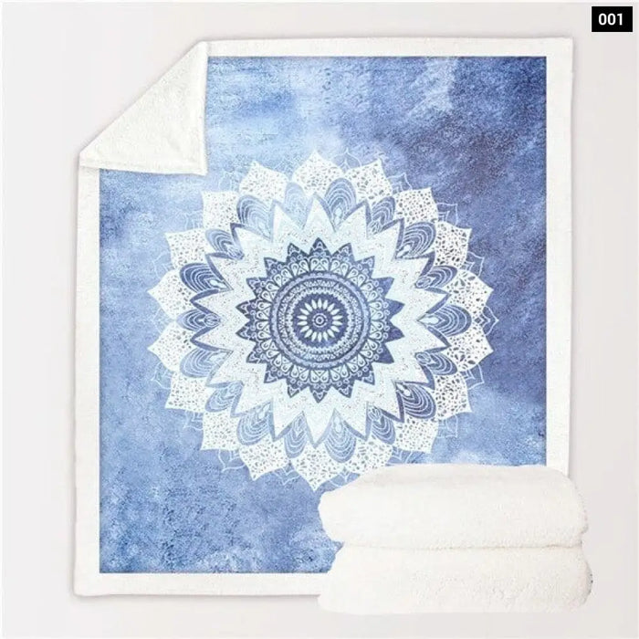 Velvet Plush Reversible Sherpa Blanket Vintage Cobalt Blue