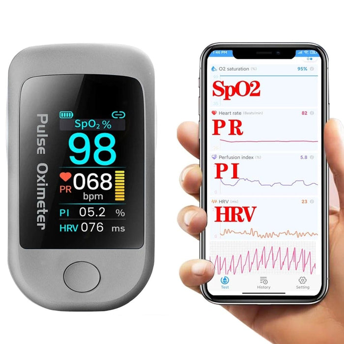 Vibe Geeks Battery Operated Bluetooth Enabled Blood Oximeter Finger Tip Pulse Tester with