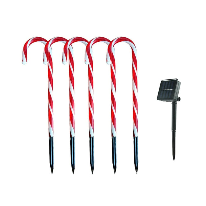 Vibe Geeks Solar Powered Christmas Candy Cane Pathway Lights Markers