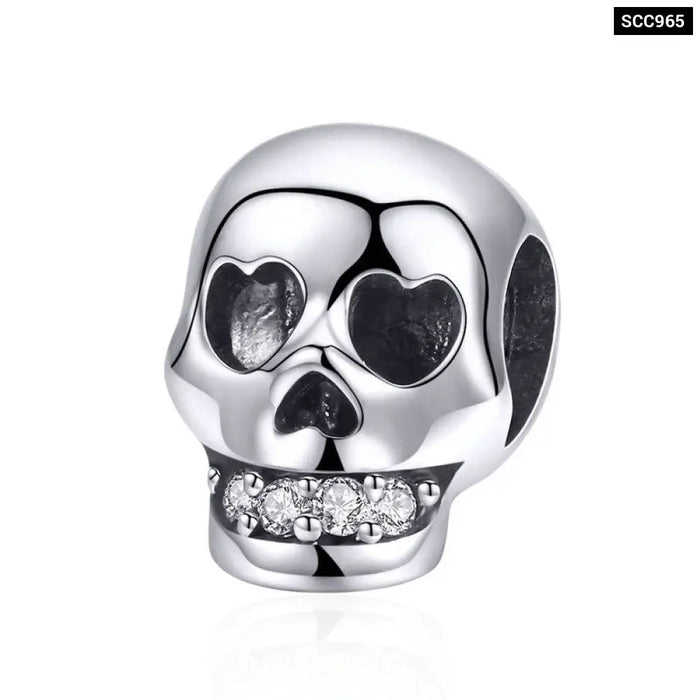 Vines Bead 925 Sterling Silver Cool Skull Man Charms