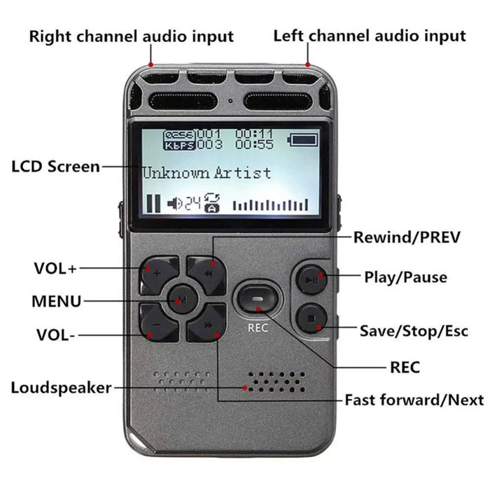 Mp3 Voice Audio Recorder With Led Sceen Display Support 64g