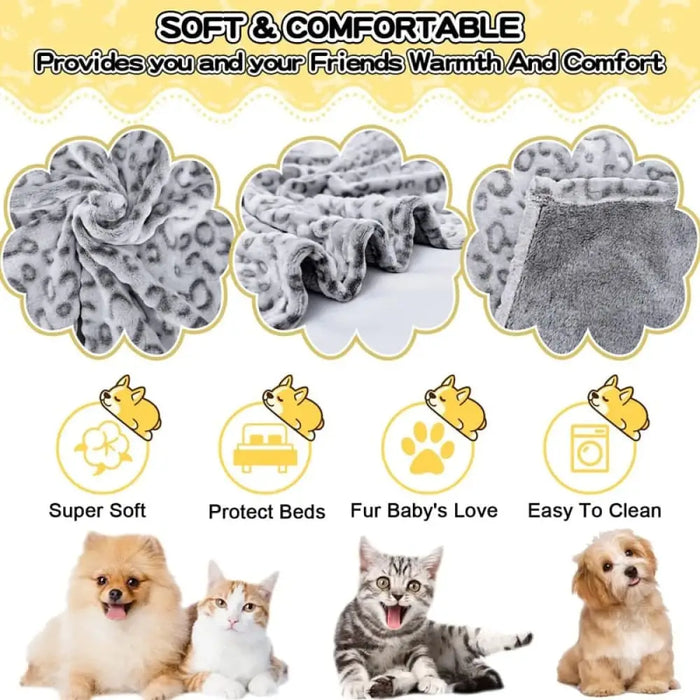 Warm Reversible Comfort Soft Flannel Dog Blankets Cover For