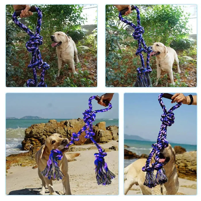 Washable Non-toxic 5 Knots Plastic Cotton Pet Toy For