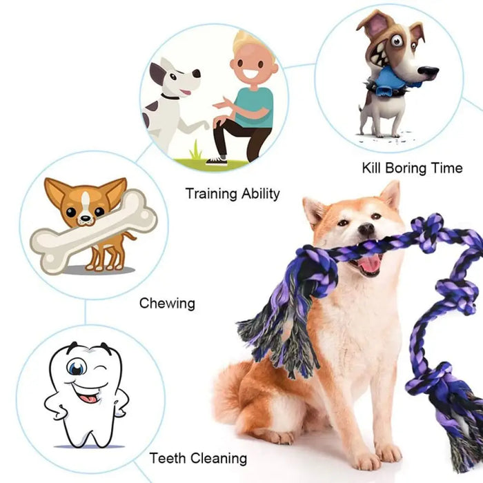 Washable Non-toxic 5 Knots Plastic Cotton Pet Toy For