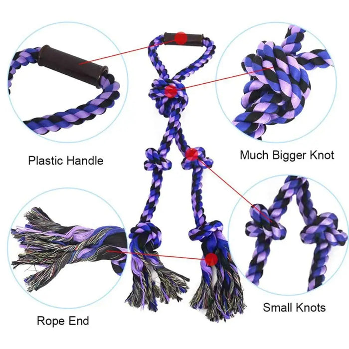 Washable Non-toxic 5 Knots Plastic Cotton Pet Toy For