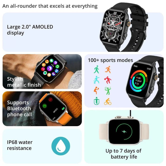 Waterproof 100 Sports Modes Smart Watch Support AOD For Men And Women