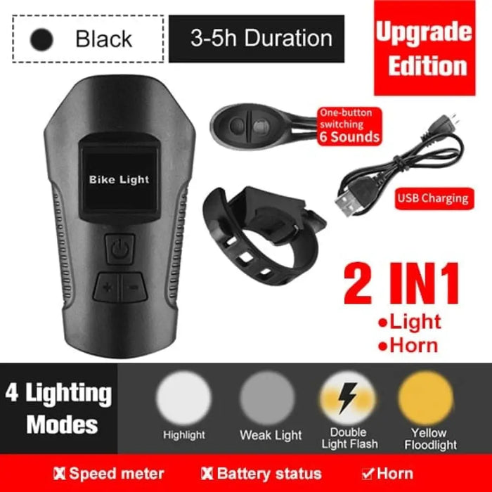 Waterproof Usb Rechargeable Front Flashlight With Bike