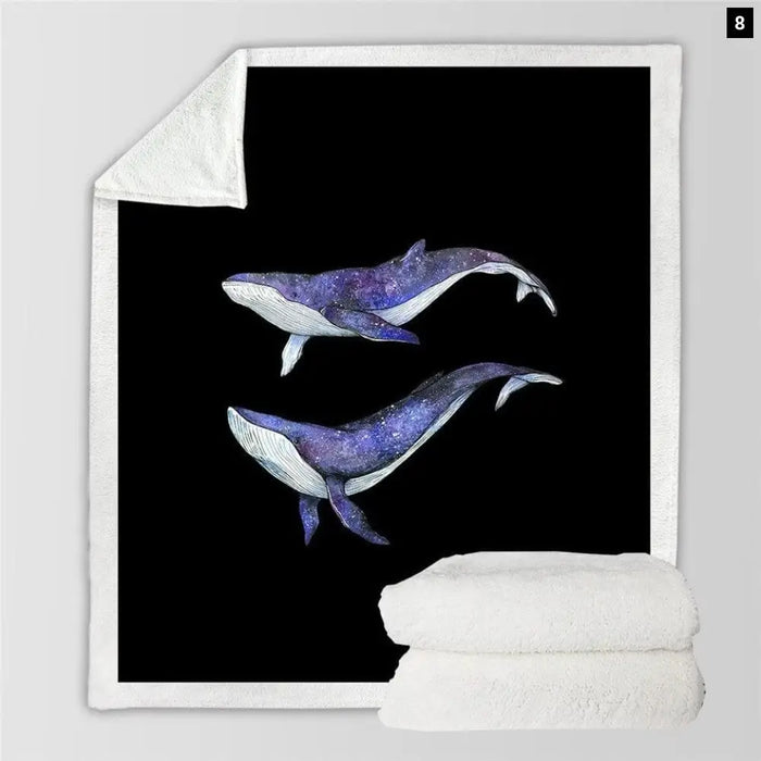 Whale Sherpa Throw Blanket 3d Printed Lighthouse Winter