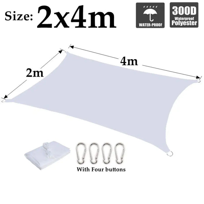 White Waterproof Sunshade Sail Polyester Outdoor Awnings