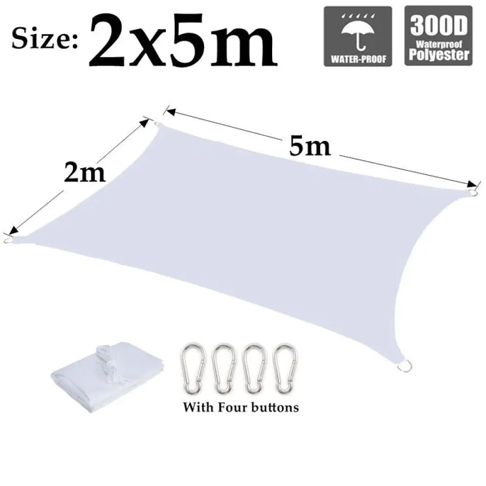 White Waterproof Sunshade Sail Polyester Outdoor Awnings