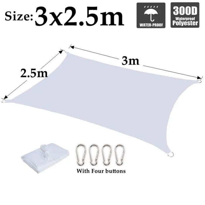 White Waterproof Sunshade Sail Polyester Outdoor Awnings