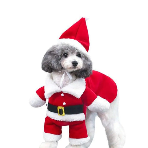 Winter Warm Cute Pet Santa Claus Xmas Suit With Cap For Dogs