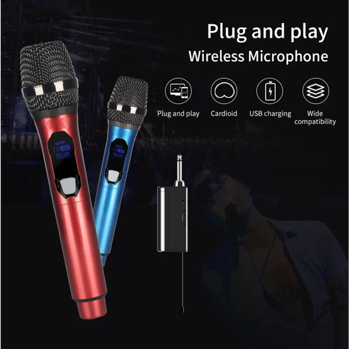 Wireless 2 Channels Uhf Professional Handheld Microphone