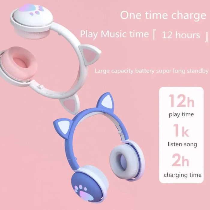 Wireless Glowing Cute Led Cat Ear Bluetooth Hifi Stereo