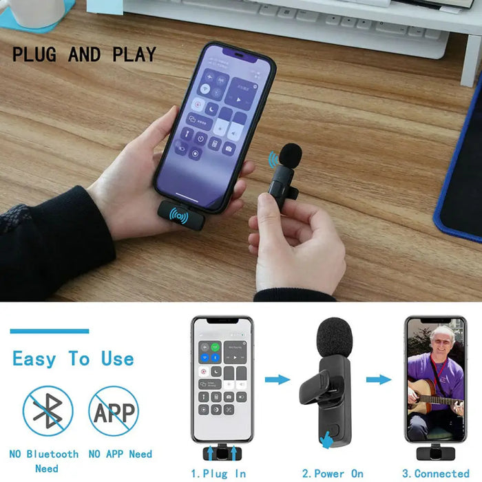 Wireless Portable Audio Video Recording Lavalier Microphone